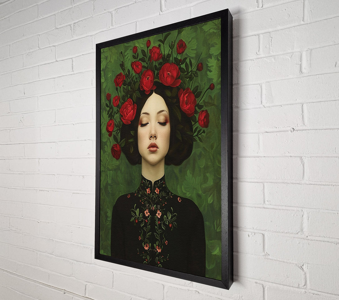  A Canvas Print of Crimson Dream Within Green Canvas Art