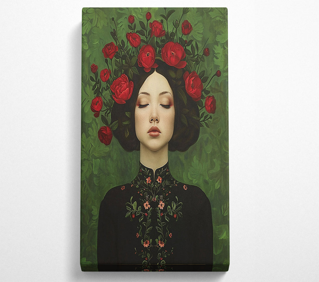  A Canvas Print of Crimson Dream Within Green Canvas Art