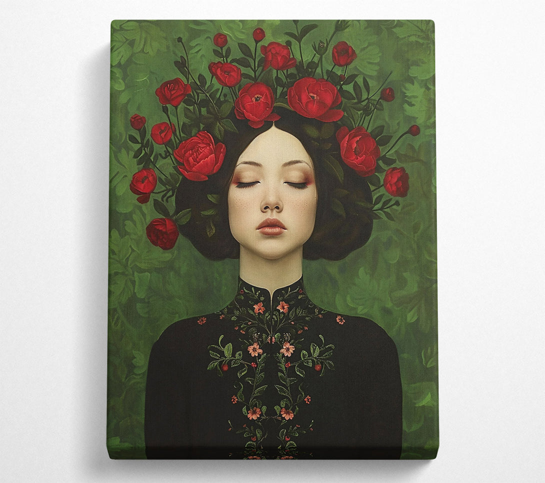  A Canvas Print of Crimson Dream Within Green Canvas Art