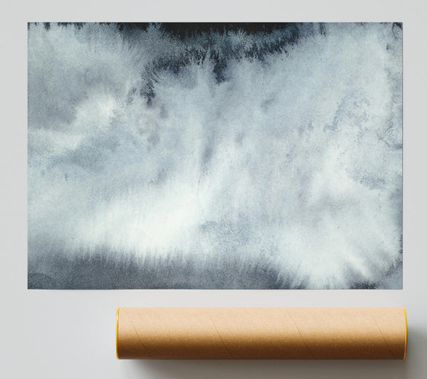 Grey Abstract Cloudscape Print