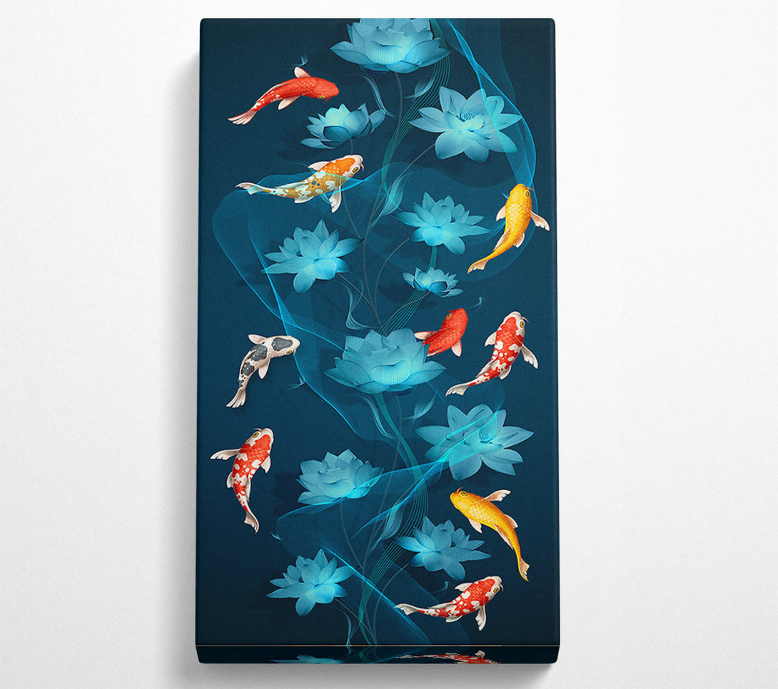  A Canvas Print of Blue Flowers And Fish Canvas Art