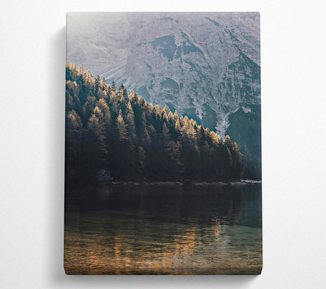  A Canvas Print of Golden Mountain Reflection Canvas Wall Art