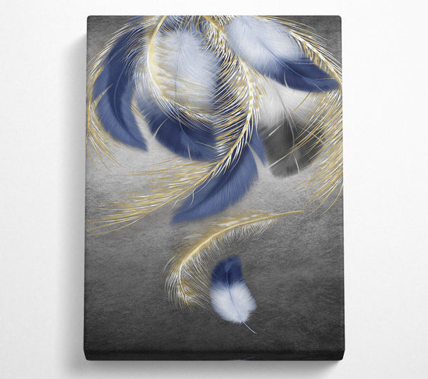  A Canvas Print of Blue Gold Feathers Canvas Print