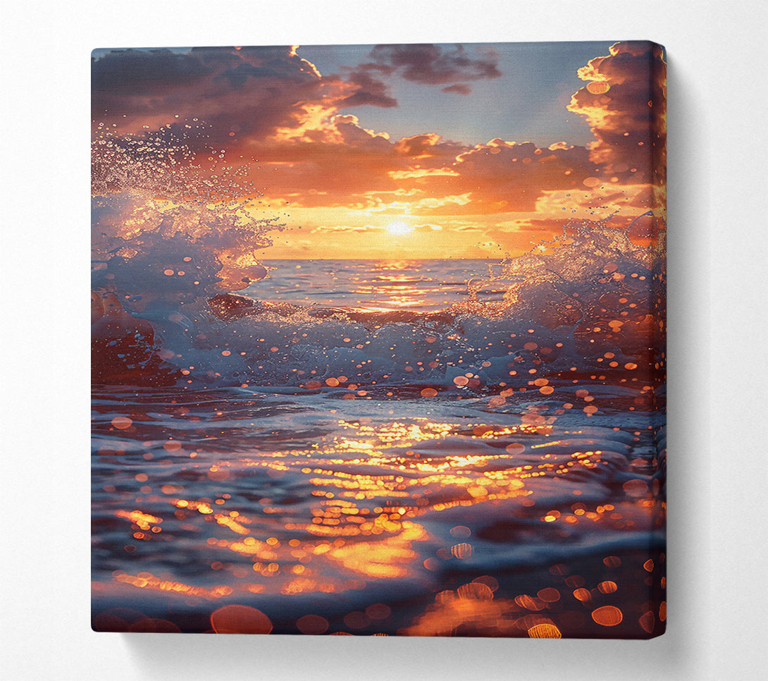  A Canvas Print of Golden Sunset Surge Canvas Wall Art
