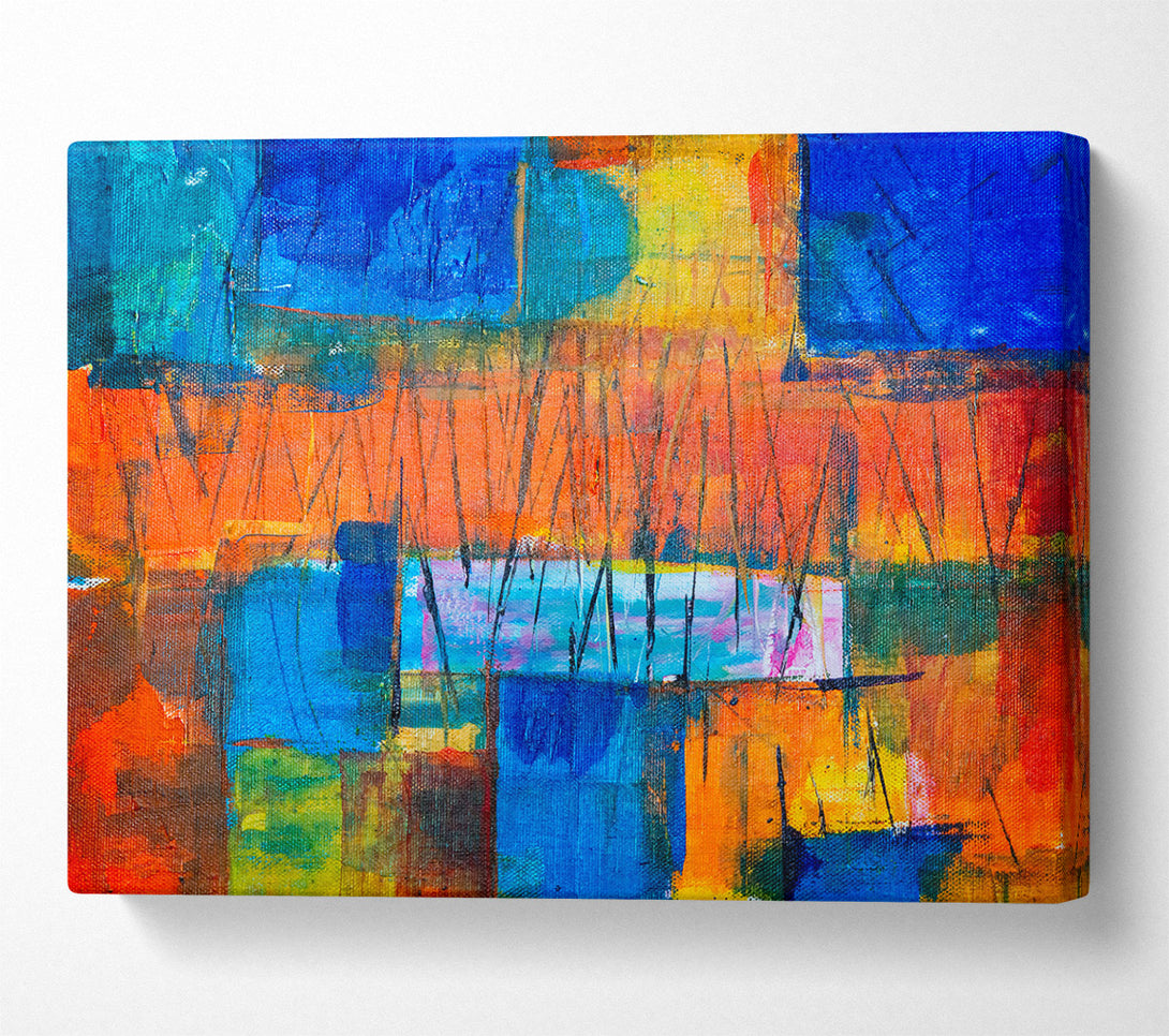  A Canvas Print of Orange Abstract Strokes Canvas Wall Art