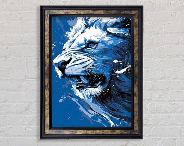 Blue Lion Graffiti Framed Print
