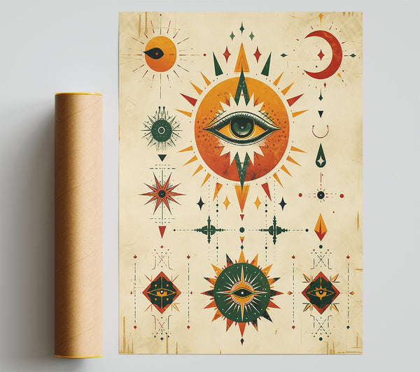 Orange Celestial Eye Poster