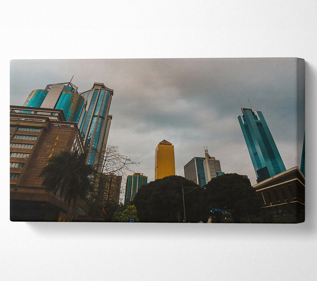  A Canvas Print of Golden Sky Cityscape Canvas Wall Art