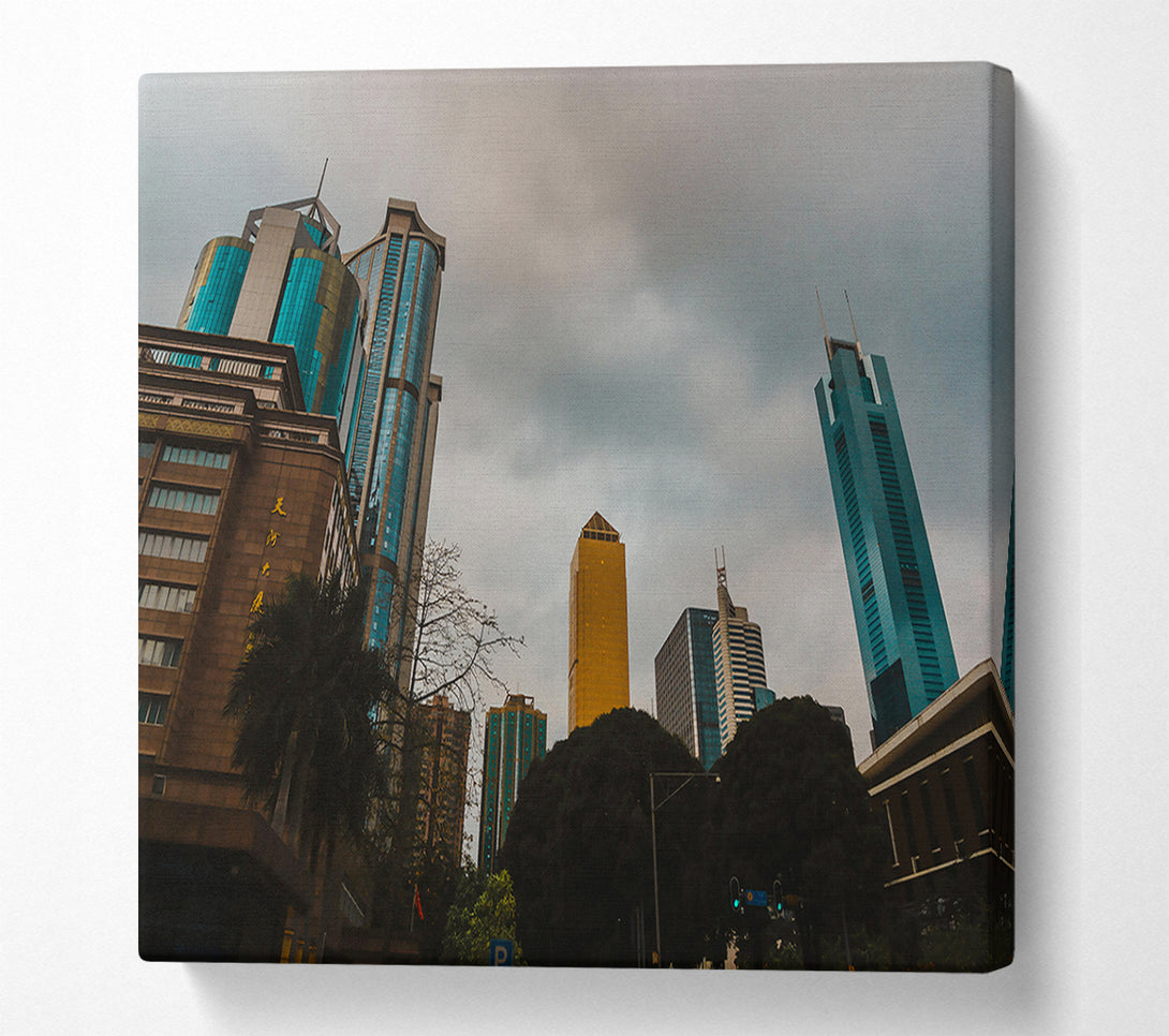  A Canvas Print of Golden Sky Cityscape Canvas Wall Art