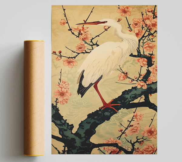 Pink Heron In Bloom Print