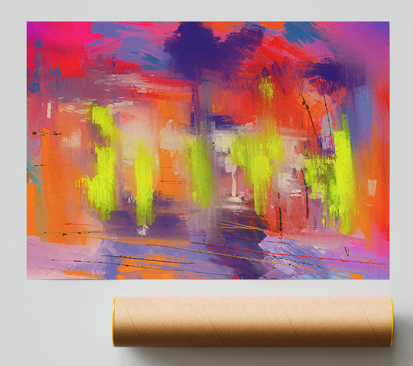 Orange And Lime Abstract Print