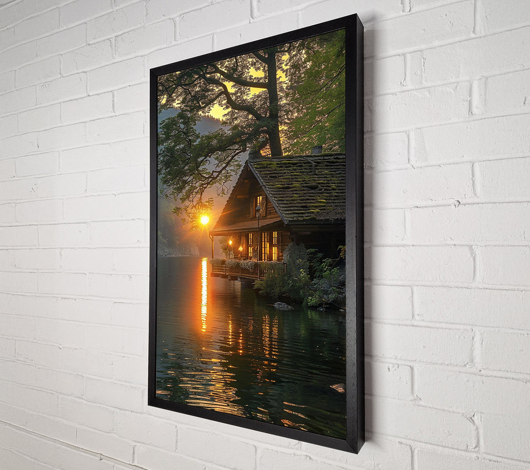  A Canvas Print of Golden Sunset Cabin Canvas Art