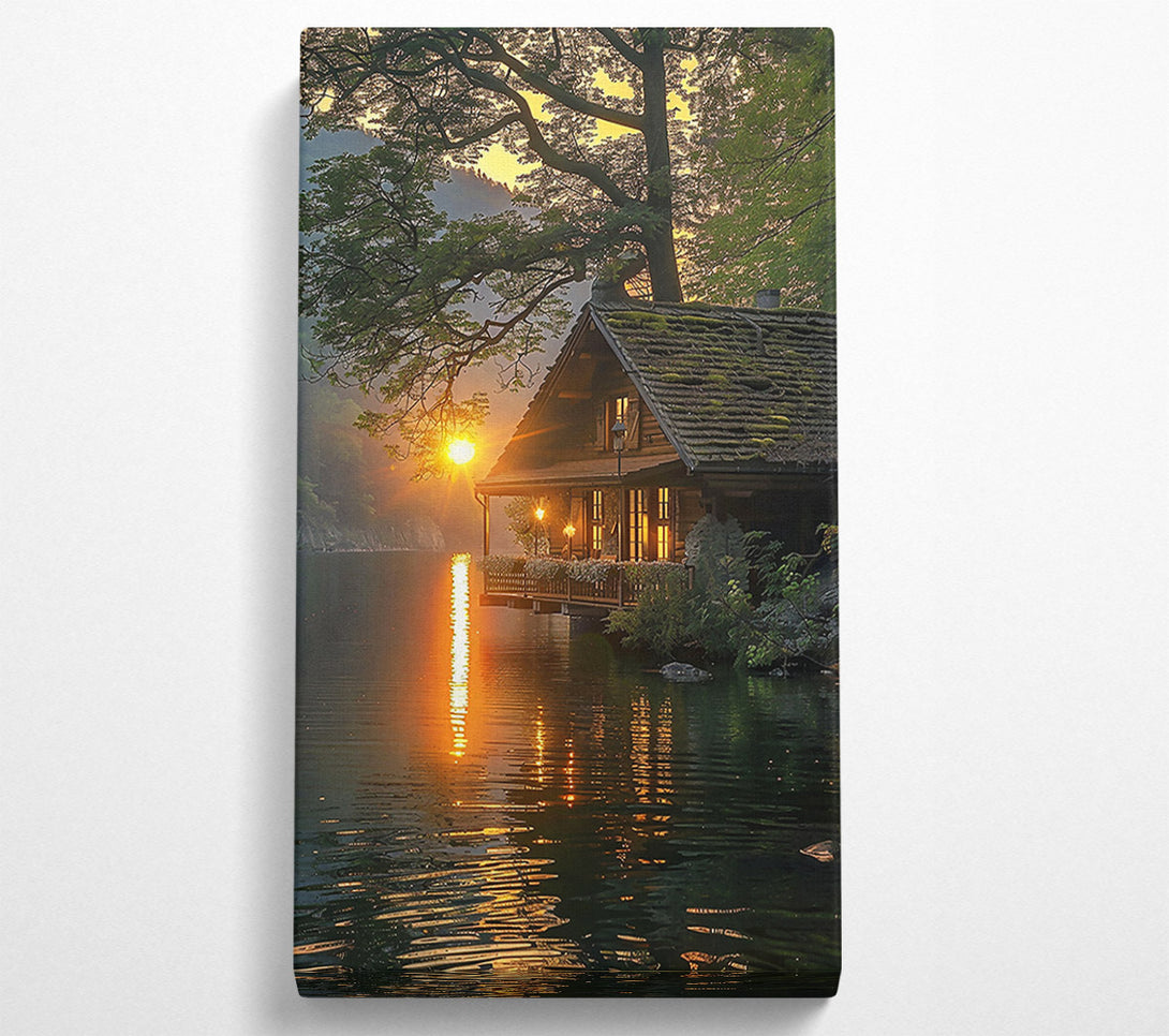  A Canvas Print of Golden Sunset Cabin Canvas Art