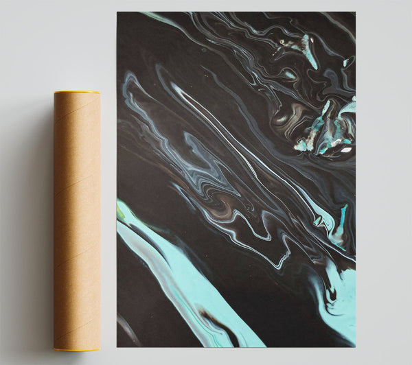 Black And Teal Flow Print