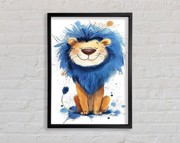 Blue Main Lion Framed Print
