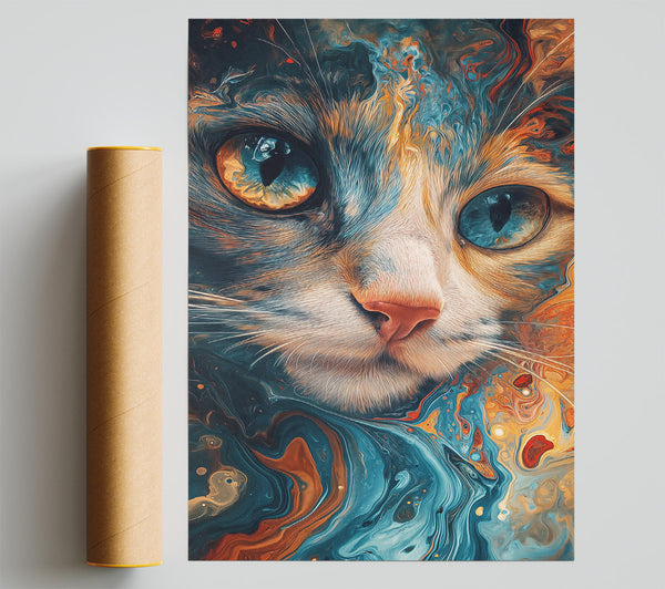 Oceanic Cat Gaze Poster