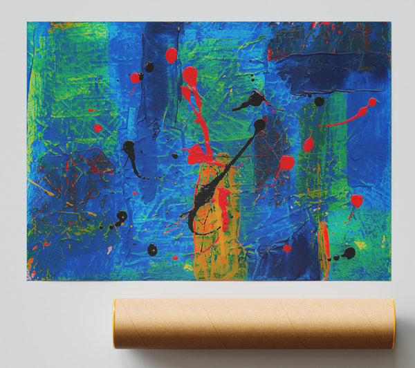 Blue Abstract Splattering Print