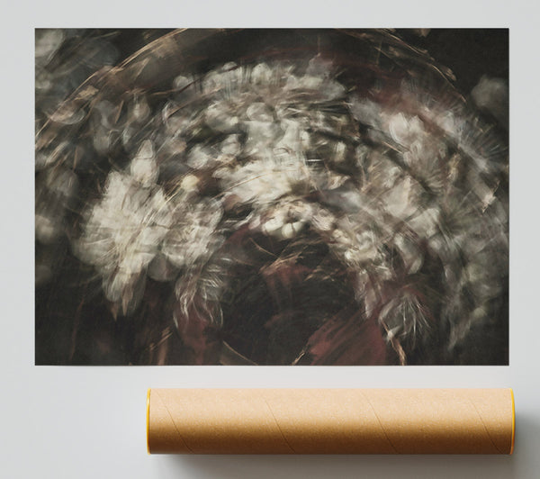 Crimson Flower Swirl Poster