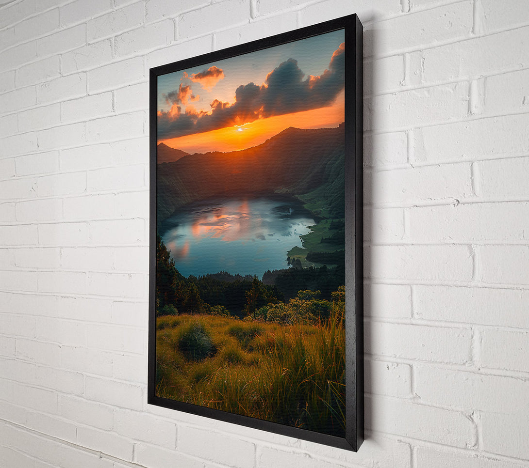  A Canvas Print of Golden Sunset Crater Lake Canvas Print