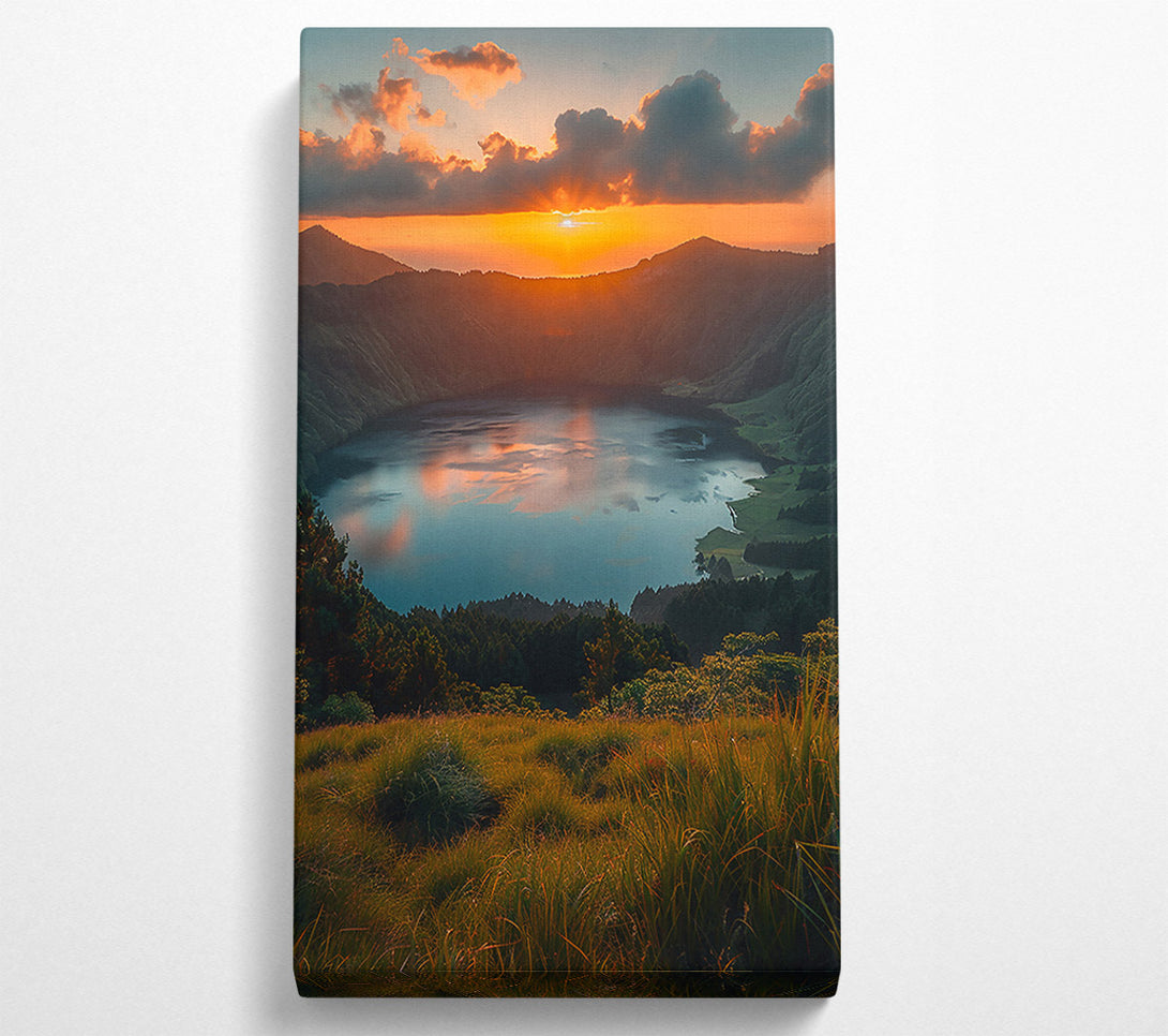  A Canvas Print of Golden Sunset Crater Lake Canvas Print