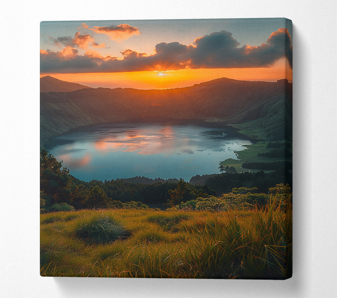  A Canvas Print of Golden Sunset Crater Lake Canvas Print