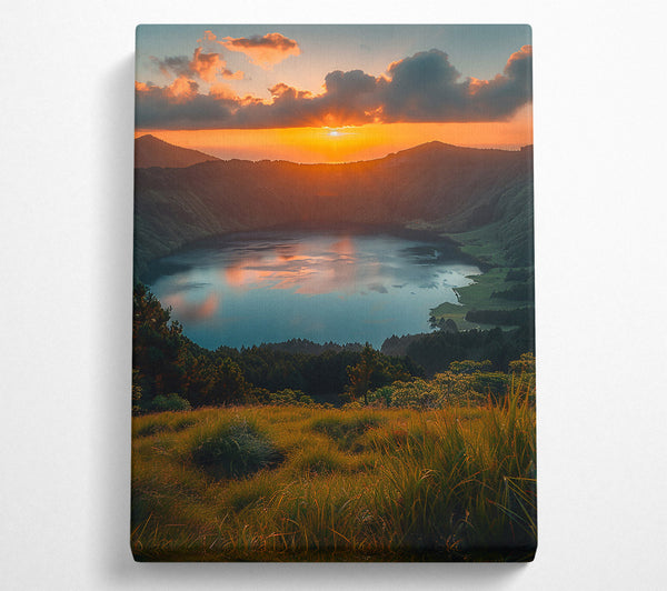  A Canvas Print of Golden Sunset Crater Lake Canvas Print