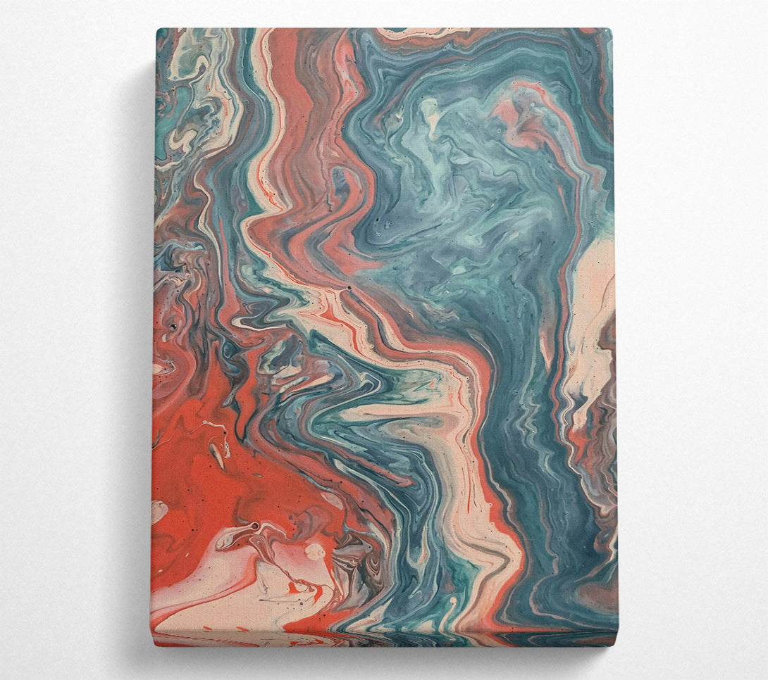  A Canvas Print of Teal Swirling Abstract Canvas Wall Art