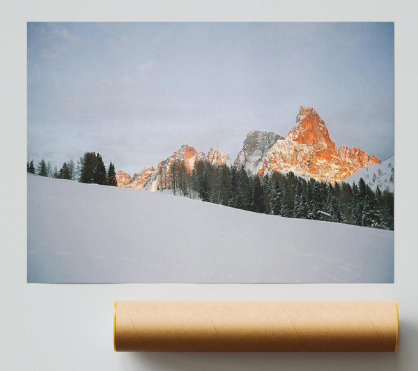 Orange Glow On Peaks Giclee Print