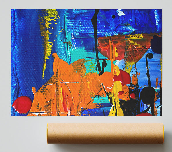 Blue Orange Abstract Print