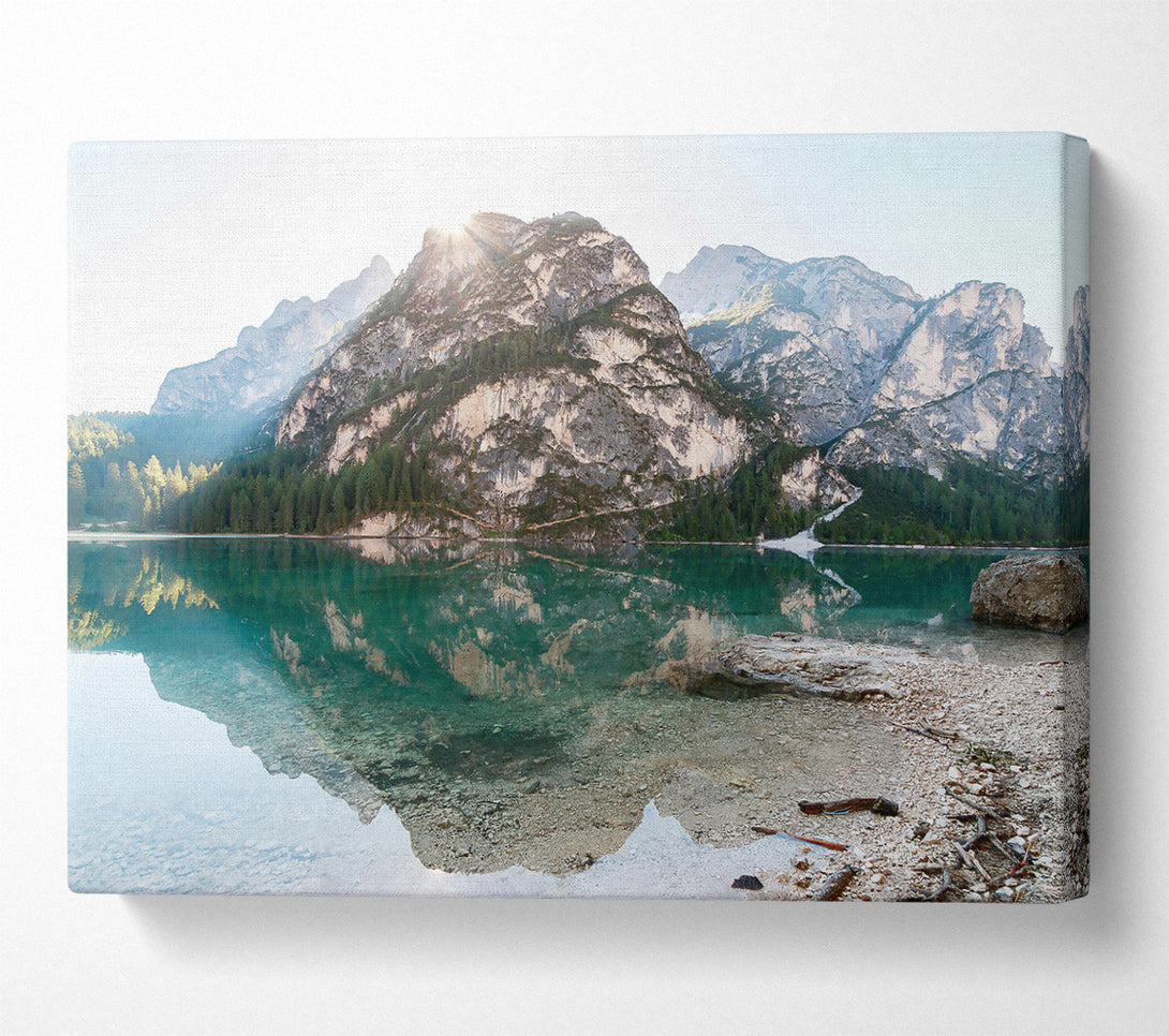  A Canvas Print of Emerald Mountain Reflection Canvas Print