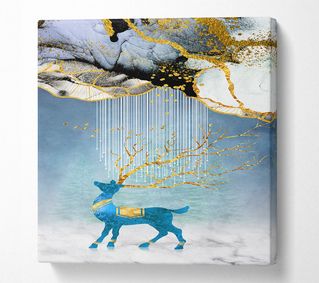  A Canvas Print of Blue Reindeer Canvas Wall Art