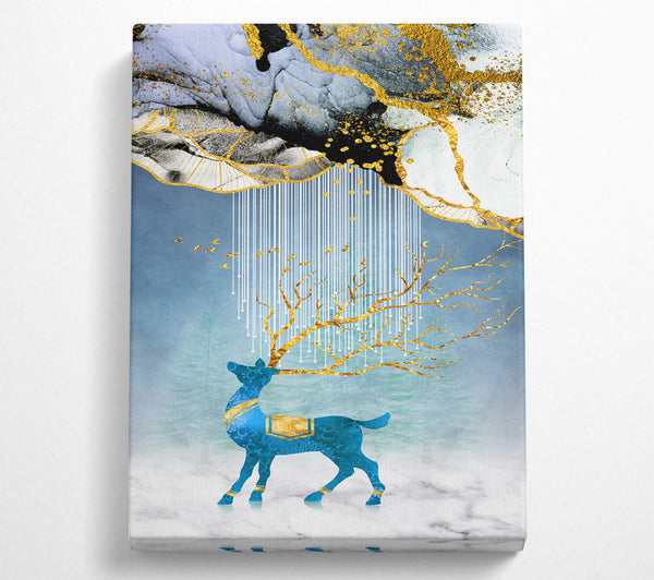  A Canvas Print of Blue Reindeer Canvas Wall Art