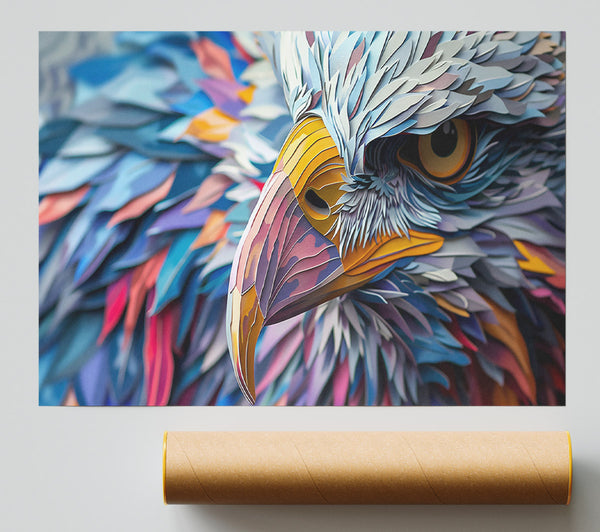 Blue Paper Eagle'S Gaze Print