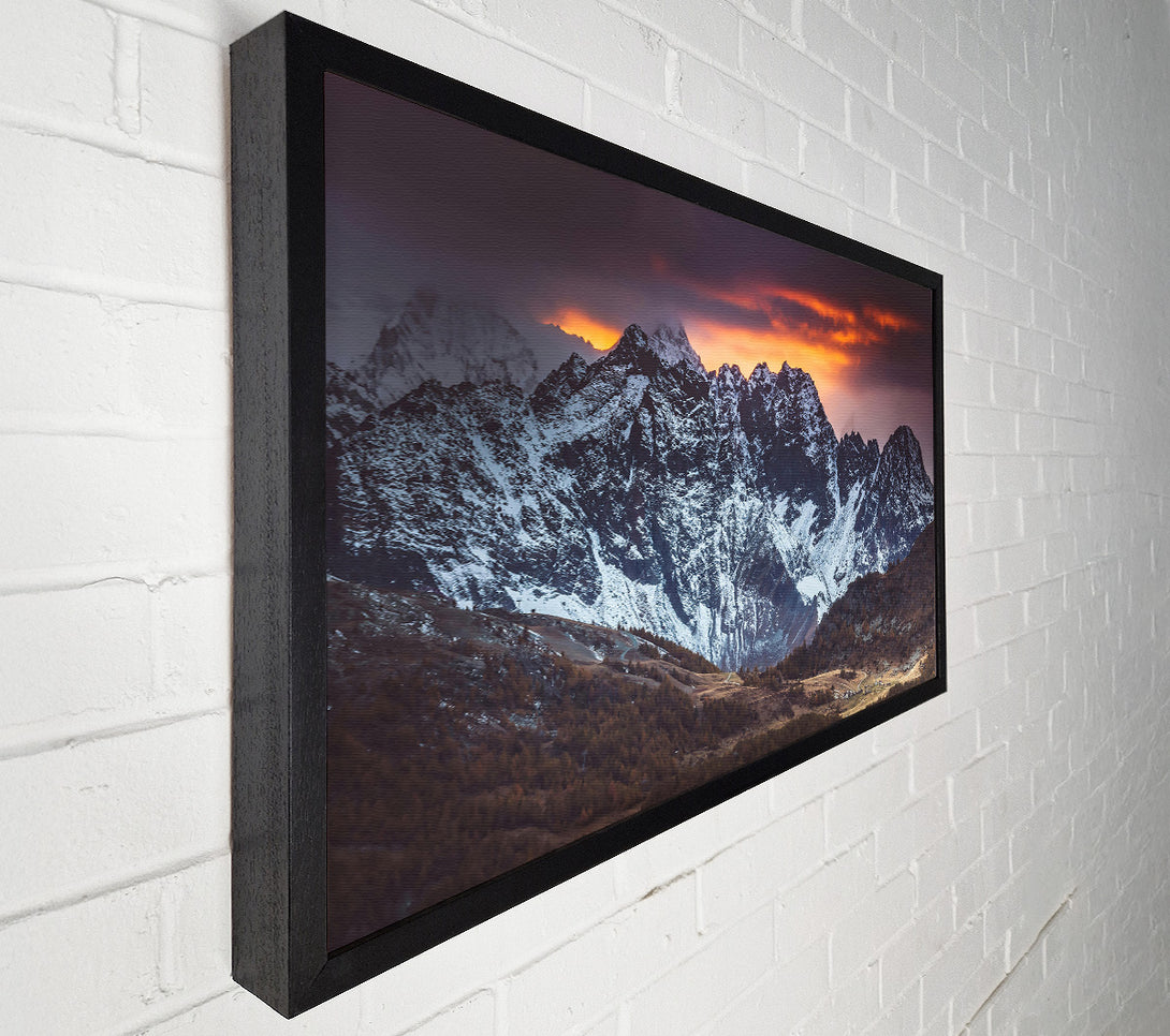  A Canvas Print of Orange Sky Mountains Canvas Wall Art