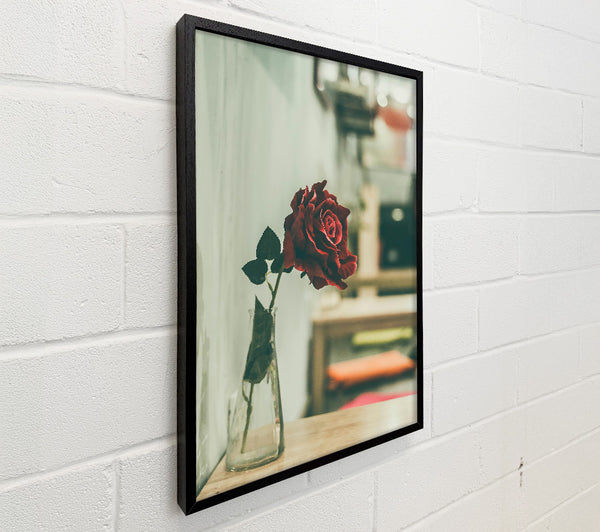 Crimson Rose In Glass