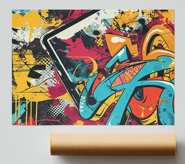 Blue Urban Graffiti Print