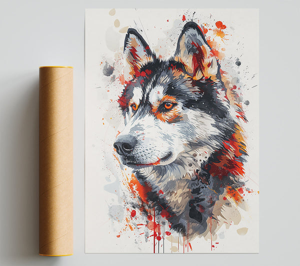Crimson Wolf Gaze Poster