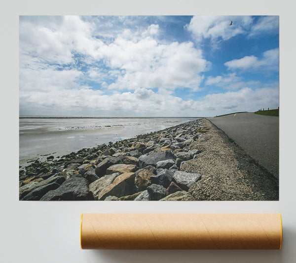Blue Sky Shoreline Poster