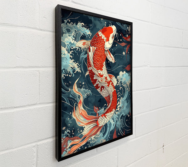 Crimson Koi In Waves