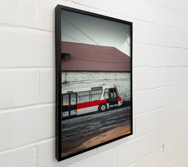 Red Bus By The Wall