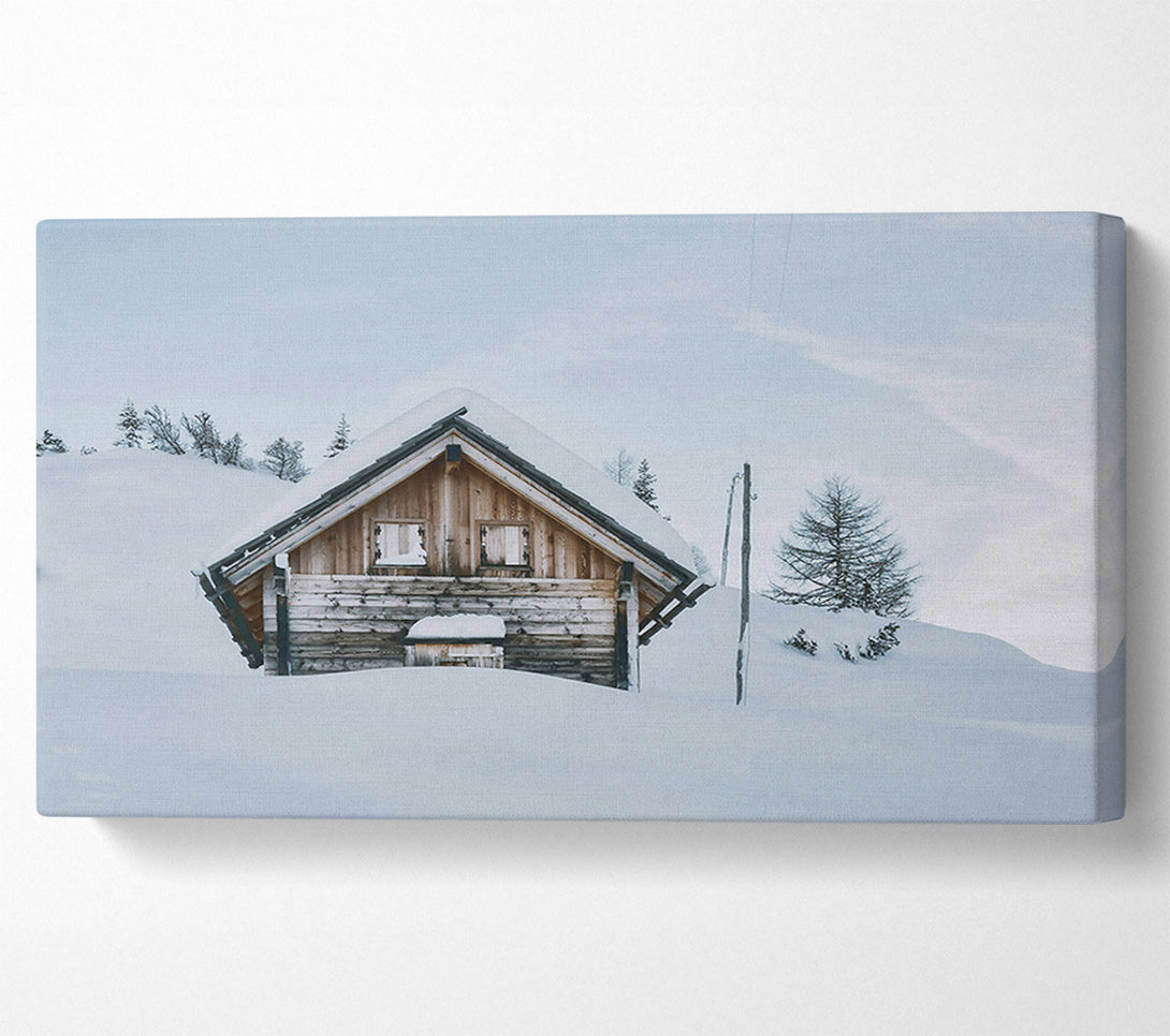  A Canvas Print of White Cabin Snow Canvas Wall Art