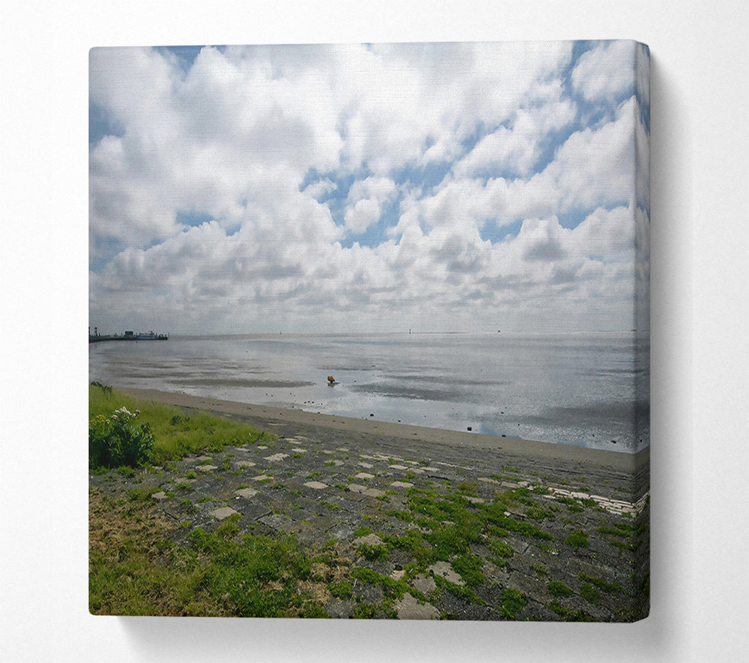  A Canvas Print of Gray Skies And Tide Flats Canvas Print
