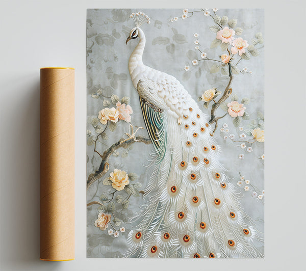 White Peacock Bloom Giclee Print