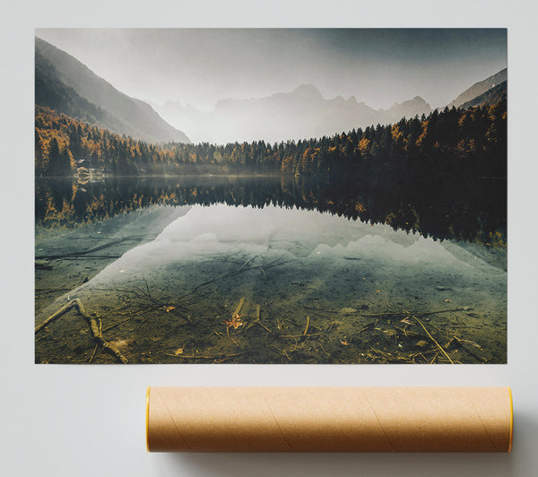 Blue Mountain Lake Reflection Poster