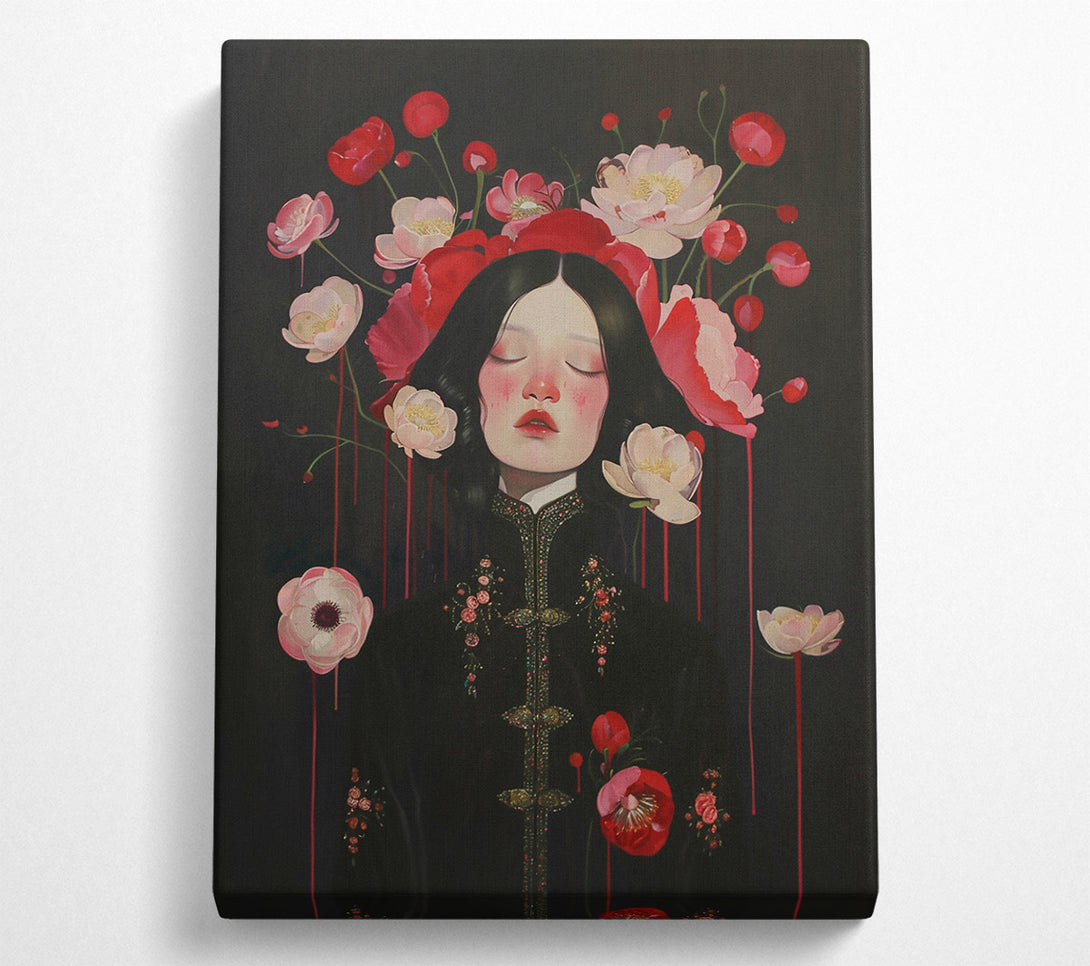  A Canvas Print of Crimson Bloom Embrace Canvas Wall Art
