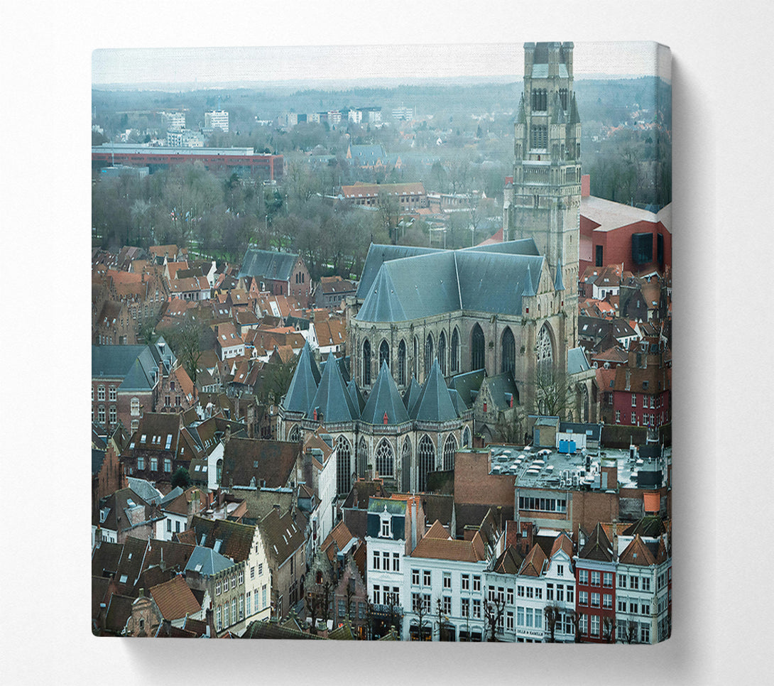  A Canvas Print of Grey Rooftops Cityscape Canvas Wall Art