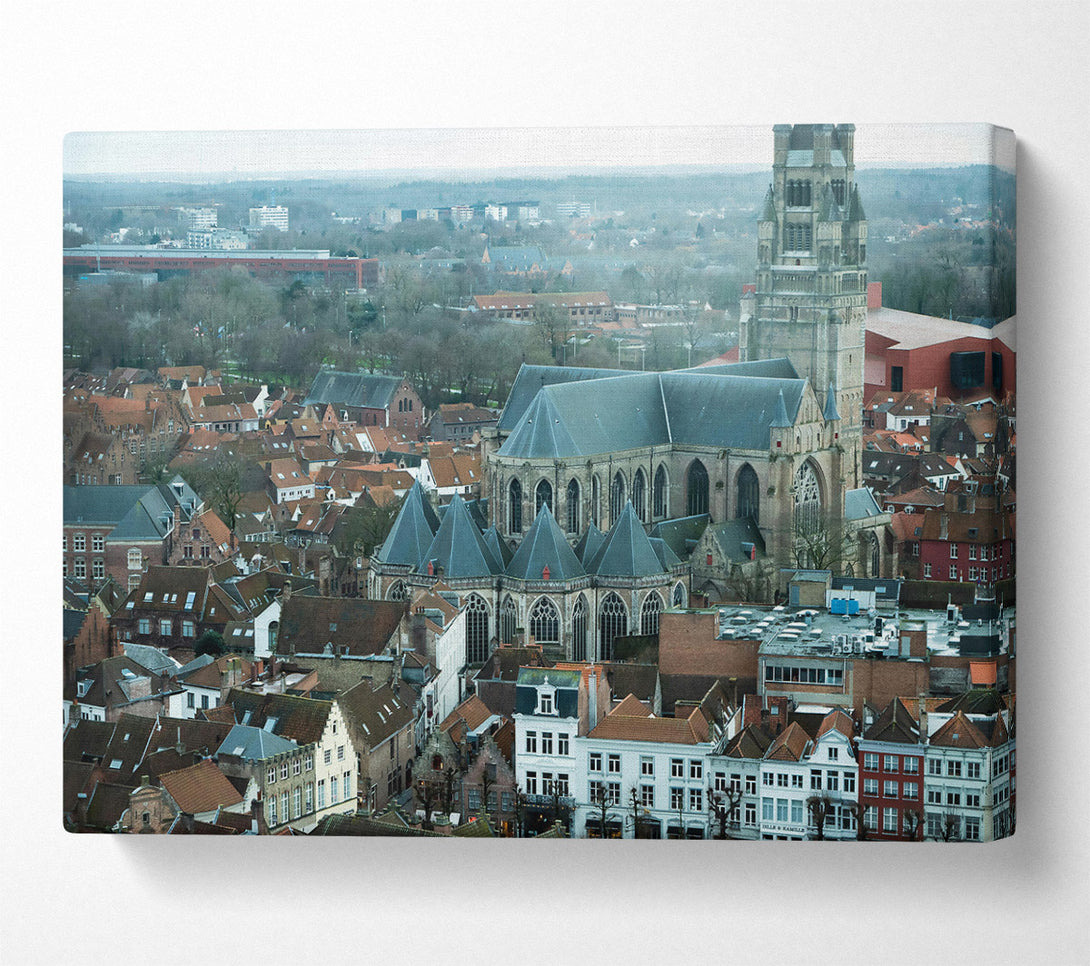 A Canvas Print of Grey Rooftops Cityscape Canvas Wall Art
