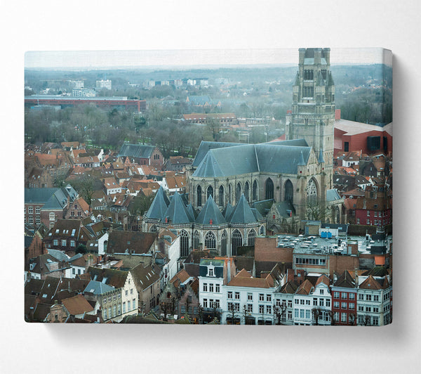  A Canvas Print of Grey Rooftops Cityscape Canvas Wall Art