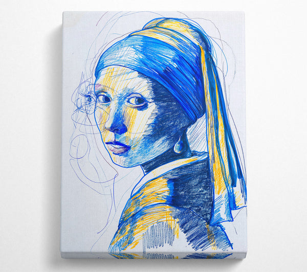  A Canvas Print of Blue Girl With Pearl Canvas Art