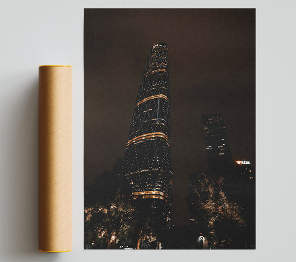 Golden Skyline Glow Giclee Print